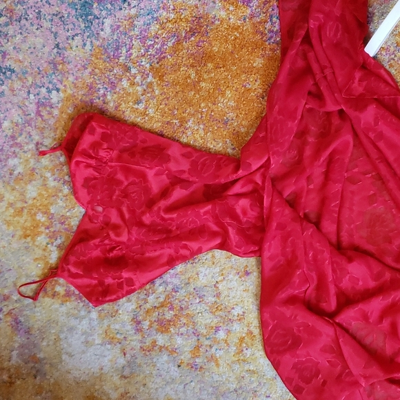 Vintage red slit ♥ Victoria's secret floral gown. Gold label - Picture 3 of 11